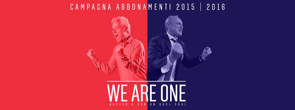 2015-2016シーズン、ボローニャのスローガンは WE ARE ONE © Bologna FC